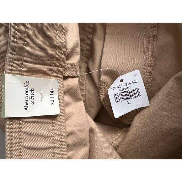 NWT Abercrombie & Fitch Relaxed Cargo Pants High Rise Straight Pockets Tan SZ 32 - Picture 11 of 13